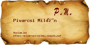 Pivarcsi Milán névjegykártya