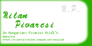 milan pivarcsi business card